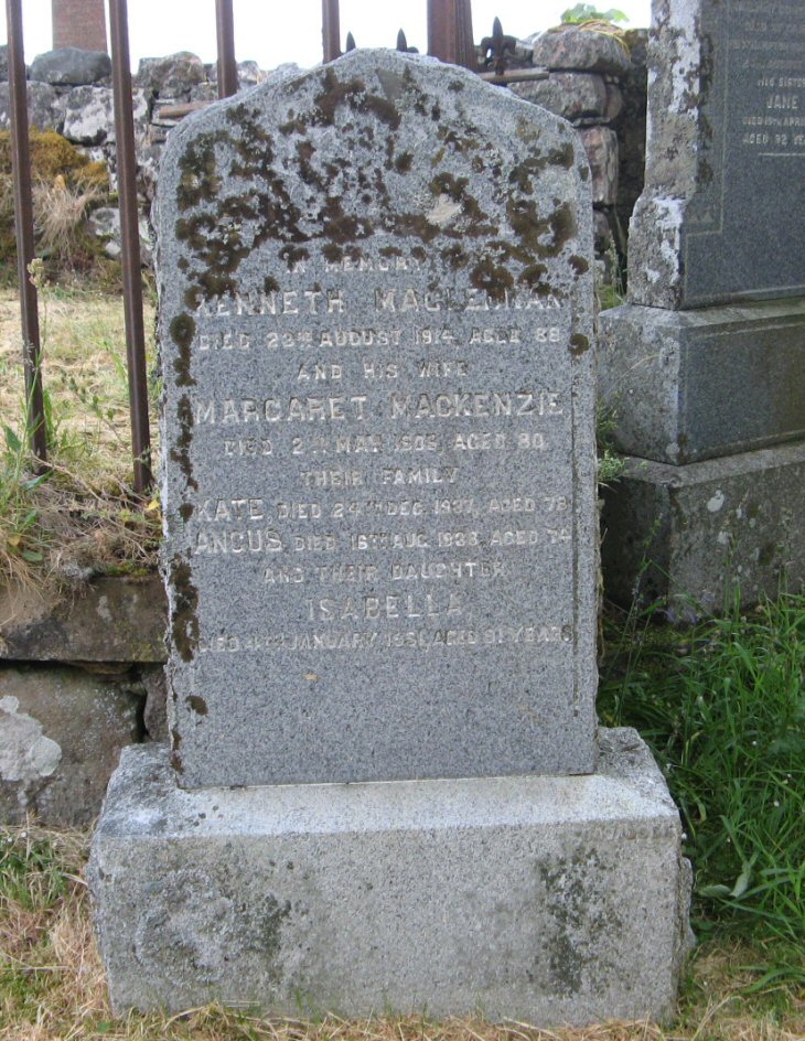 Photo of headstones/Kenneth MacLennan died 1914 MI Gairloch Old